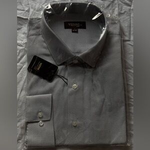 Men's Blue Geometric Pattern Dress Shirt